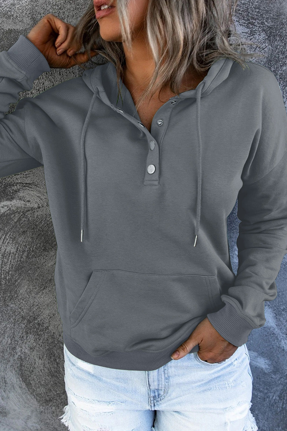 Bronte Halliwell | Casual Button-Neck Hoodie For Women
