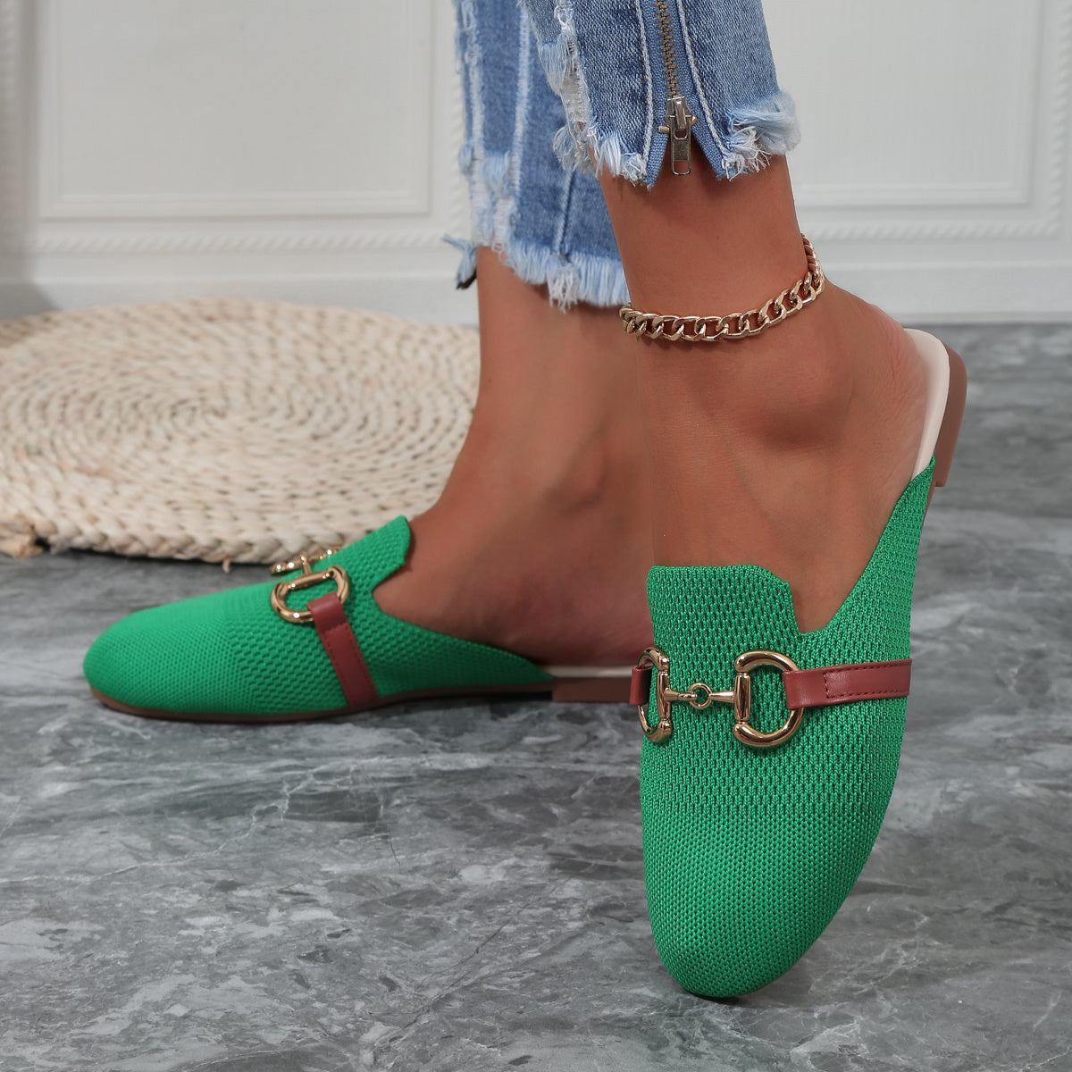 Harriet Colestone | Knit Horsebit Loafer Flats For Women