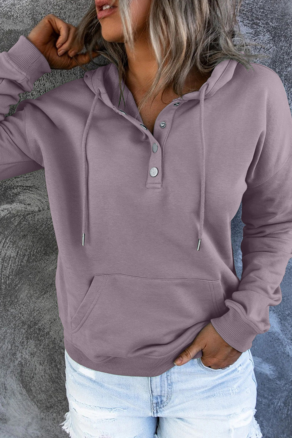 Bronte Halliwell | Casual Button-Neck Hoodie For Women