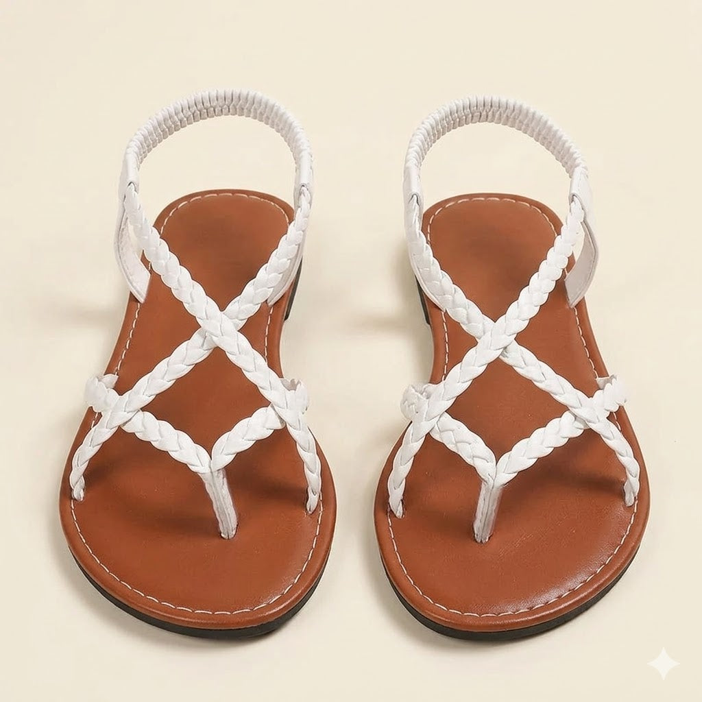 Lucille Ashgrove | Braided Strap Flat Sandals For Women