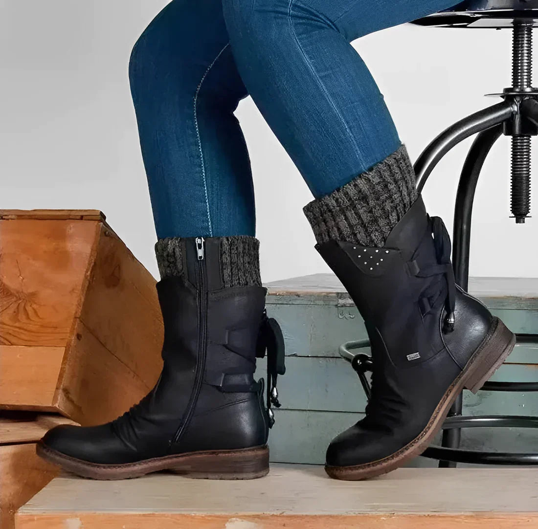 Aurore Langfield | Purple Suede Lace-Up Ankle Boots For Women