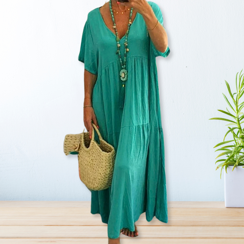 Margaux Delvigne | Relaxed V-Neck Tiered Maxi Dress For Women
