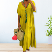 Margaux Delvigne | Relaxed V-Neck Tiered Maxi Dress For Women