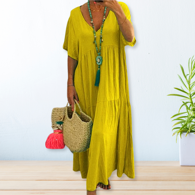 Margaux Delvigne | Relaxed V-Neck Tiered Maxi Dress For Women