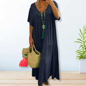 Margaux Delvigne | Relaxed V-Neck Tiered Maxi Dress For Women