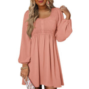 Harriet Langford | Smocked Square Neck Puff Sleeve Mini Dress For Women