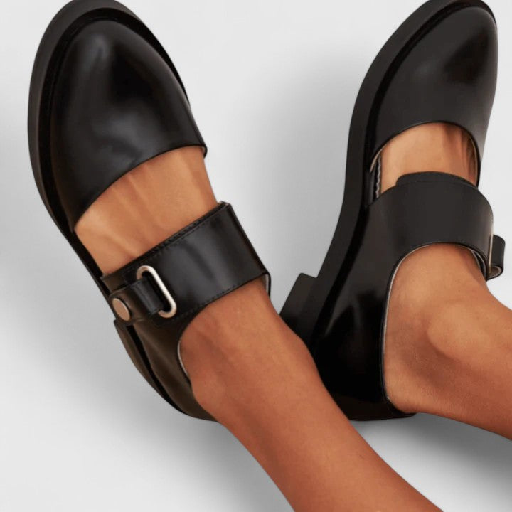 Aurelia Stonecroft | Black Mary Jane Flat Shoes For Women
