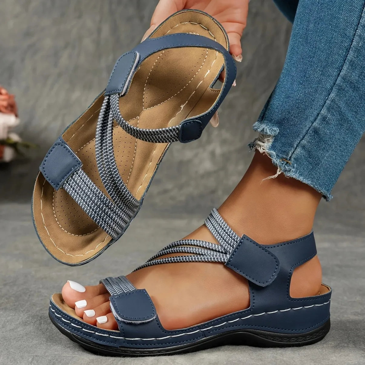 Marcella Dunvore | Elastic Strap Flat Sandals For Women