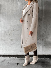 Henriette Colbourne | Double-Breasted Longline Wool-Blend Coat For Women