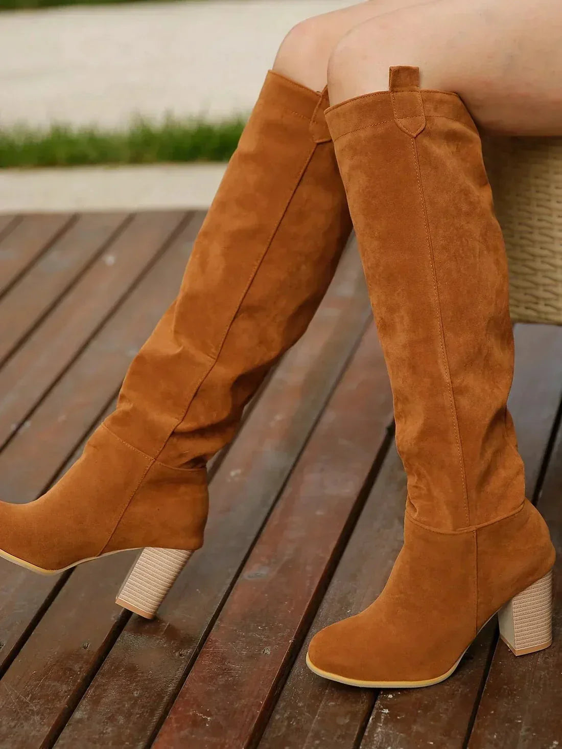 Marguerite Dunbar | Knee-High Suede Block Heel Boots For Women