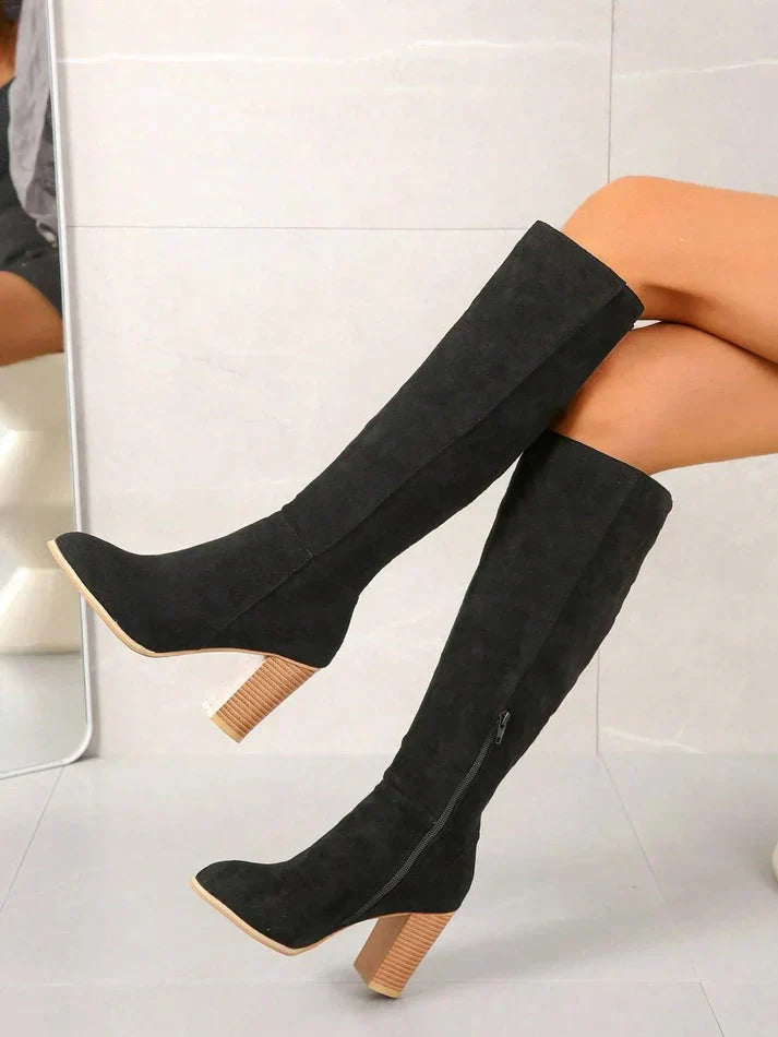 Marguerite Dunbar | Knee-High Suede Block Heel Boots For Women