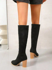 Marguerite Dunbar | Knee-High Suede Block Heel Boots For Women