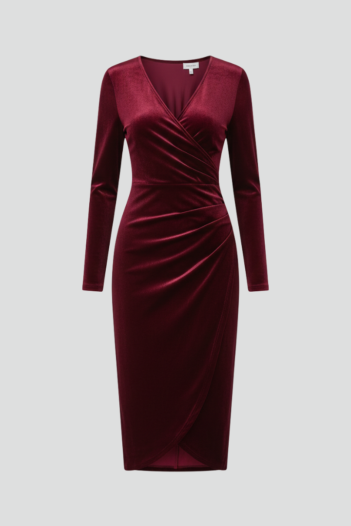 Vivienne Alcott | Velvet Wrap Midi Dress For Women