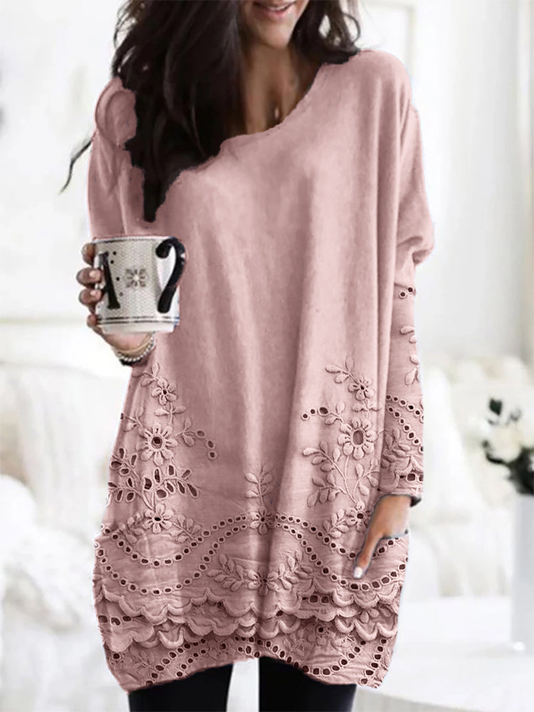 Rosette Fairclaire | Long Sleeve Lace Hem Mini Dress For Women