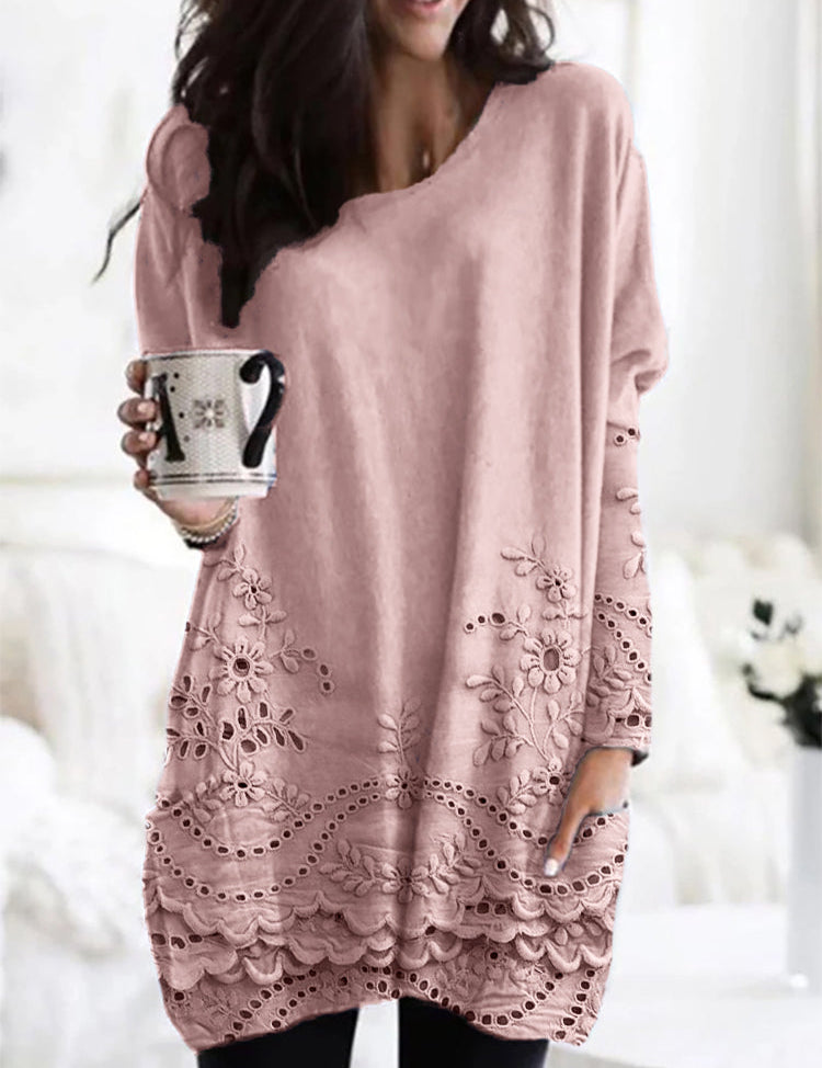 Rosette Fairclaire | Long Sleeve Lace Hem Mini Dress For Women