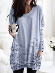 Rosette Fairclaire | Long Sleeve Lace Hem Mini Dress For Women
