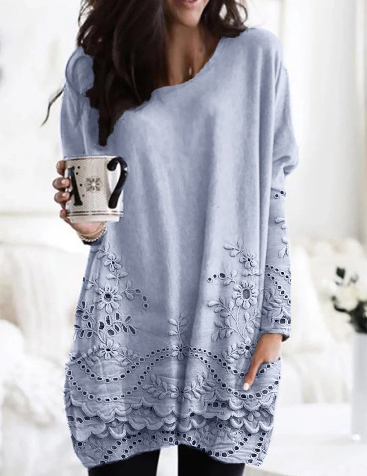 Rosette Fairclaire | Long Sleeve Lace Hem Mini Dress For Women
