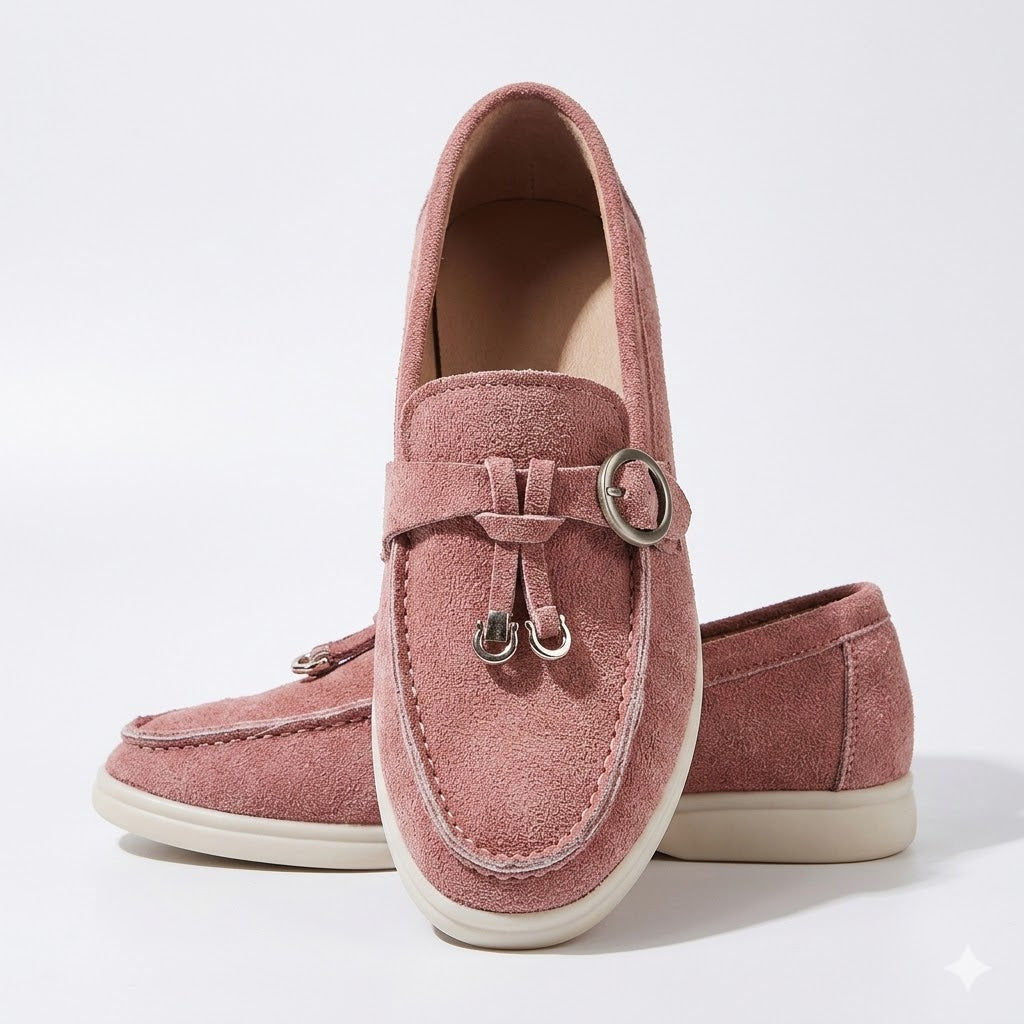 Elaine Morrow | Suede Buckle Loafers For Women