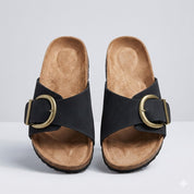 Harriet Dunmore | Black Buckle Slide Sandals For Women