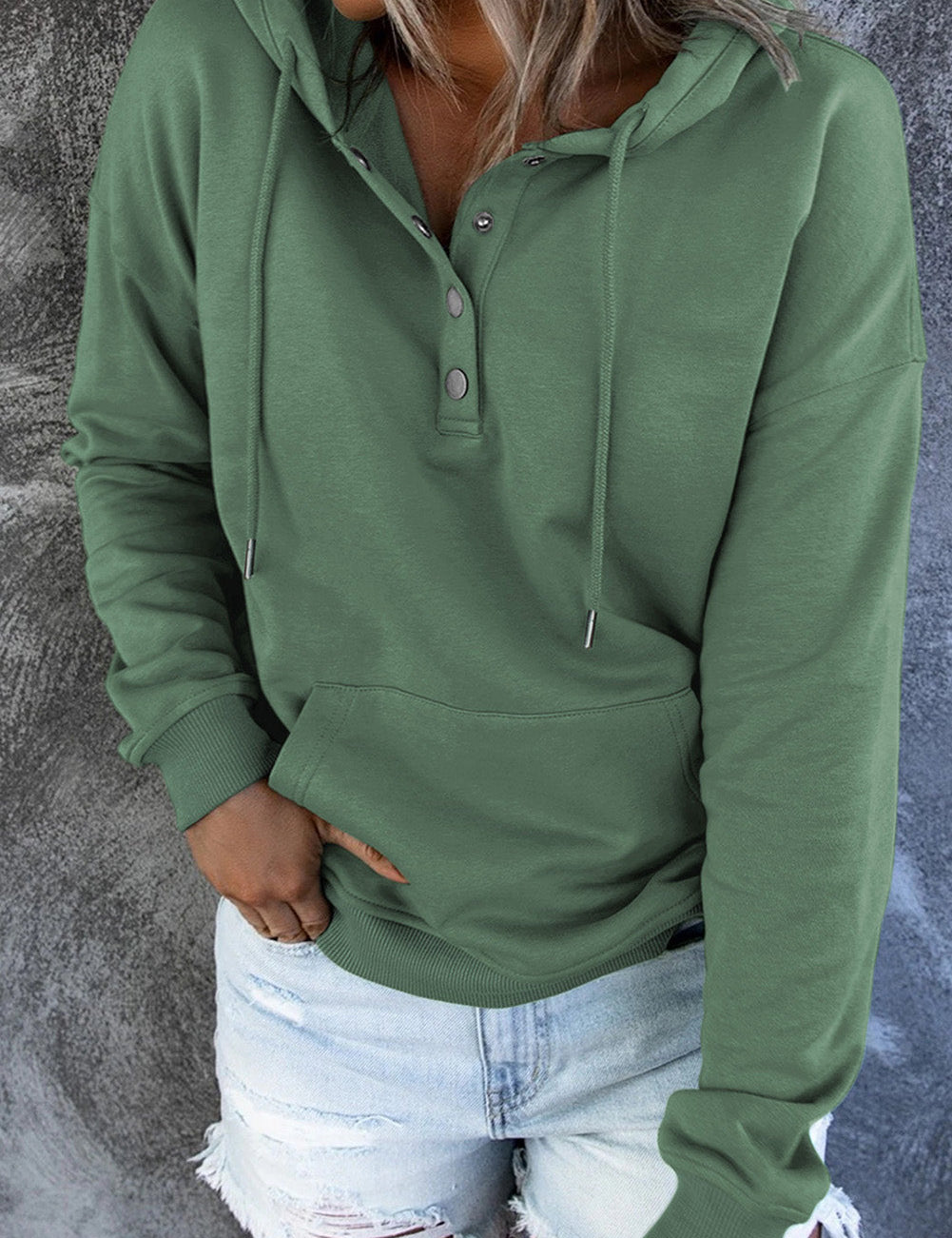 Bronte Halliwell | Casual Button-Neck Hoodie For Women