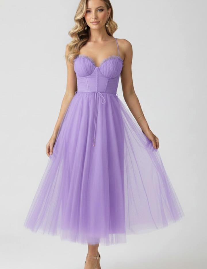 Emeline Duvray | Tulle Corset Midi Dress For Women