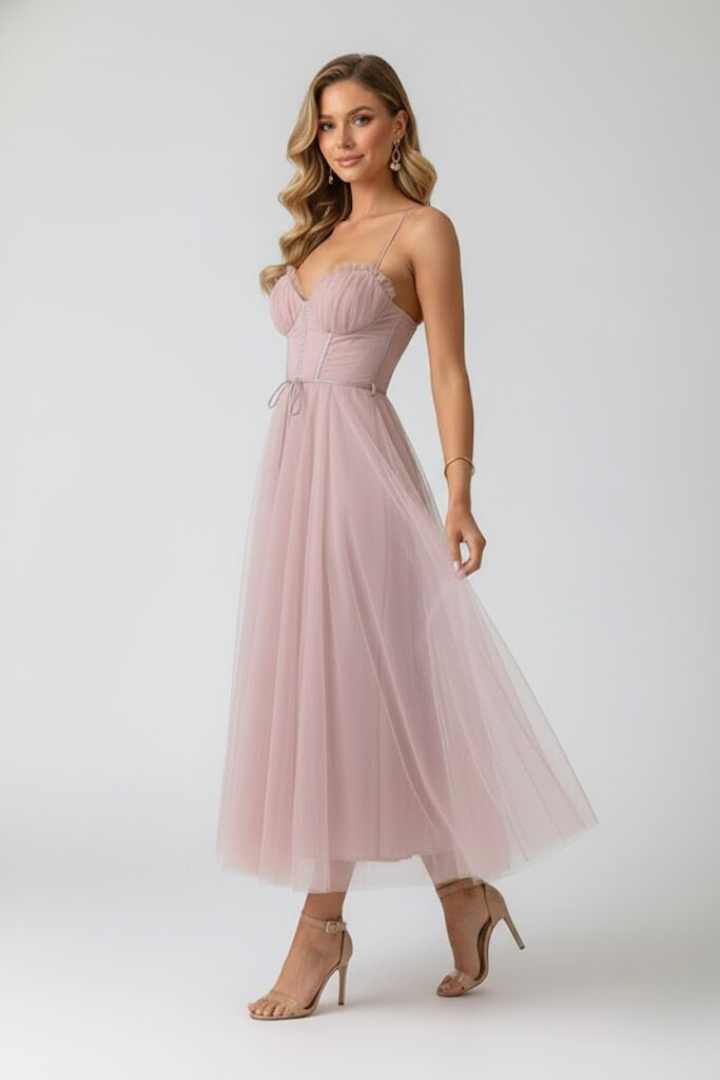 Emeline Duvray | Tulle Corset Midi Dress For Women
