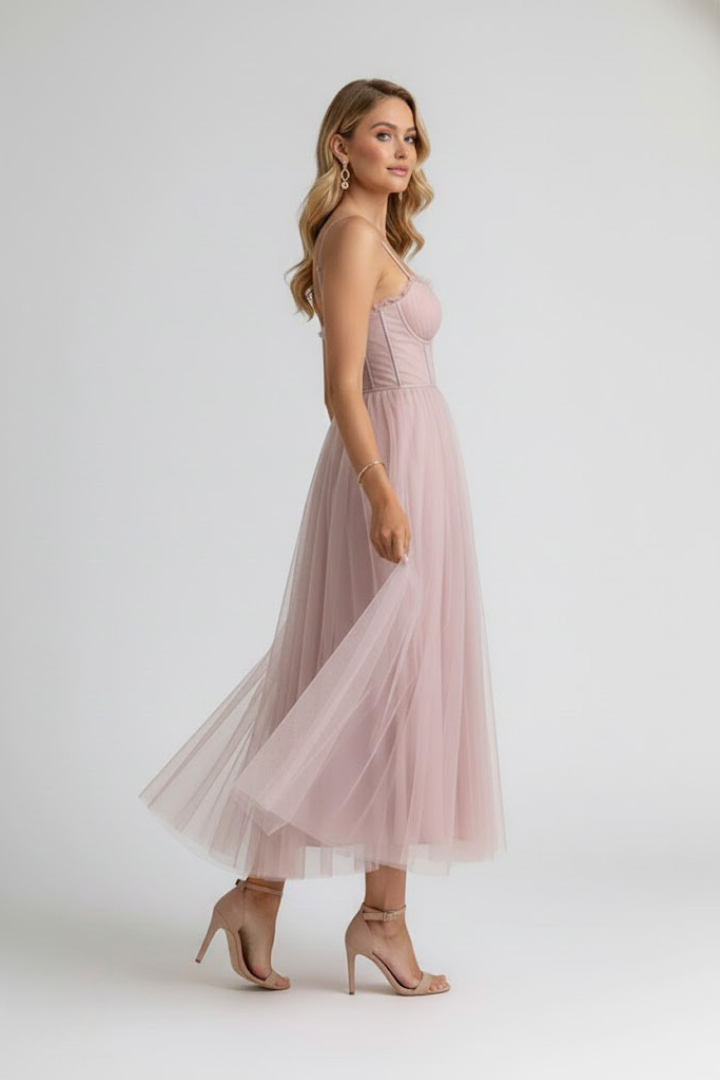 Emeline Duvray | Tulle Corset Midi Dress For Women