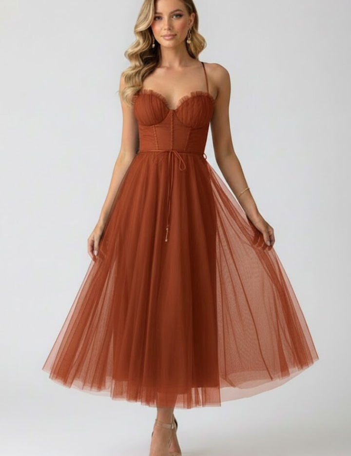Emeline Duvray | Tulle Corset Midi Dress For Women