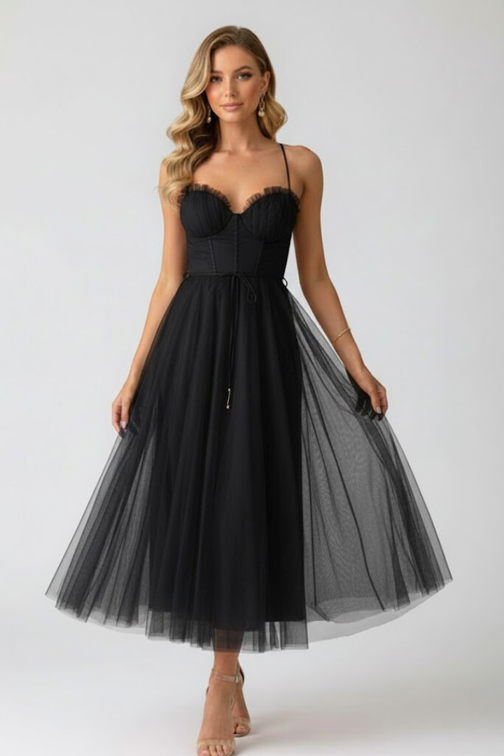 Emeline Duvray | Tulle Corset Midi Dress For Women