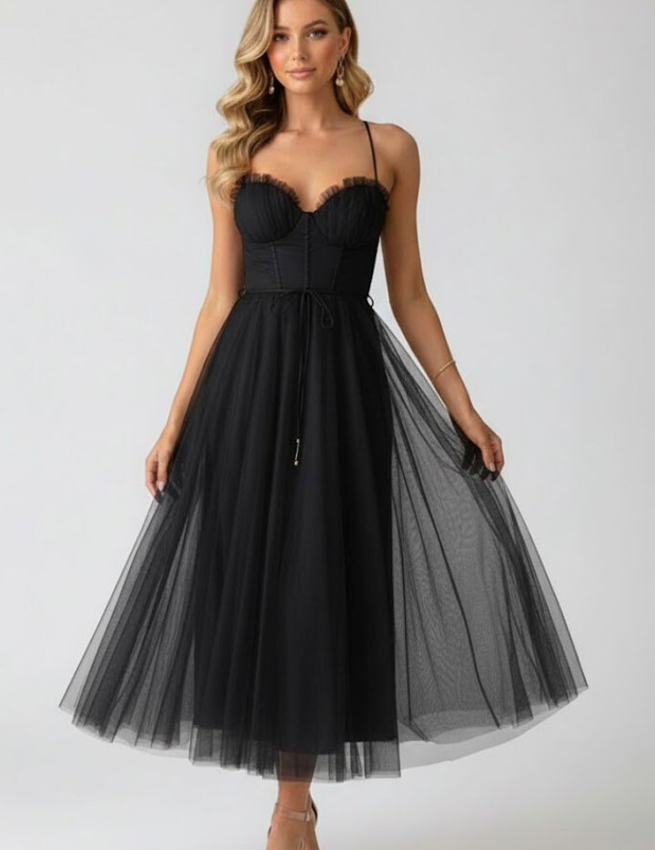 Emeline Duvray | Tulle Corset Midi Dress For Women
