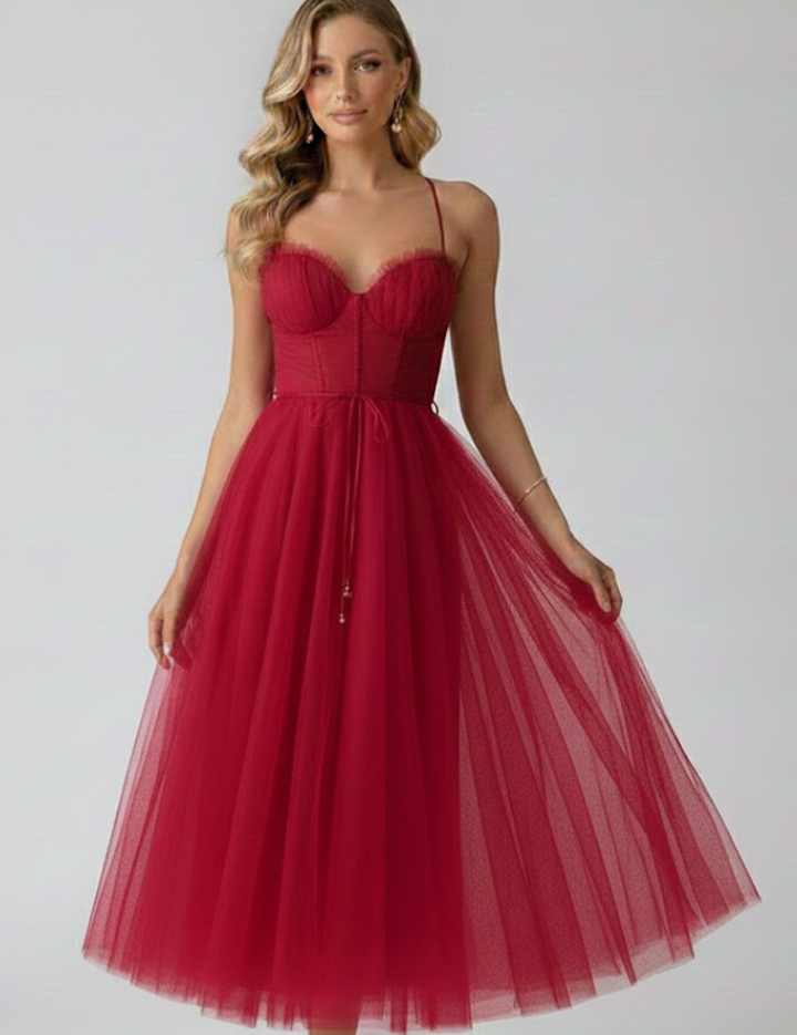 Emeline Duvray | Tulle Corset Midi Dress For Women