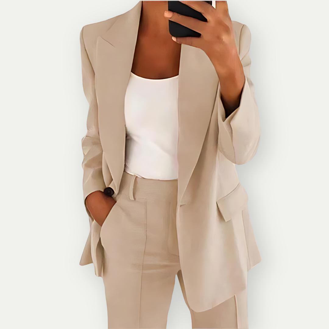 Arabella Stonewick | Tailored Navy Blazer & Trouser Suit Set For Women