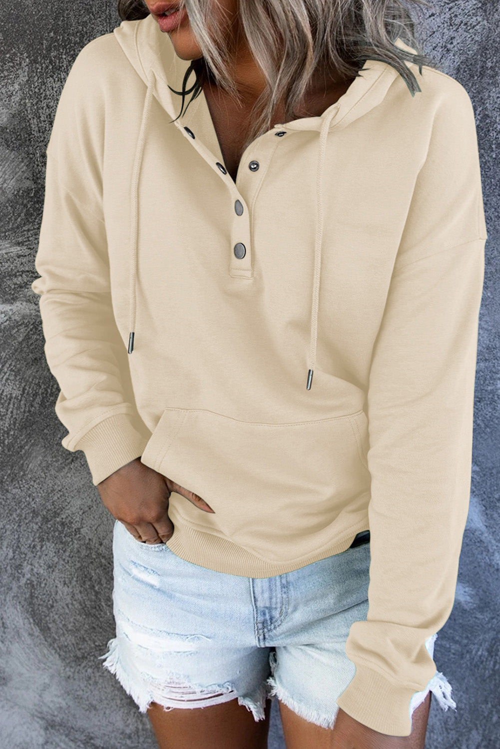 Bronte Halliwell | Casual Button-Neck Hoodie For Women