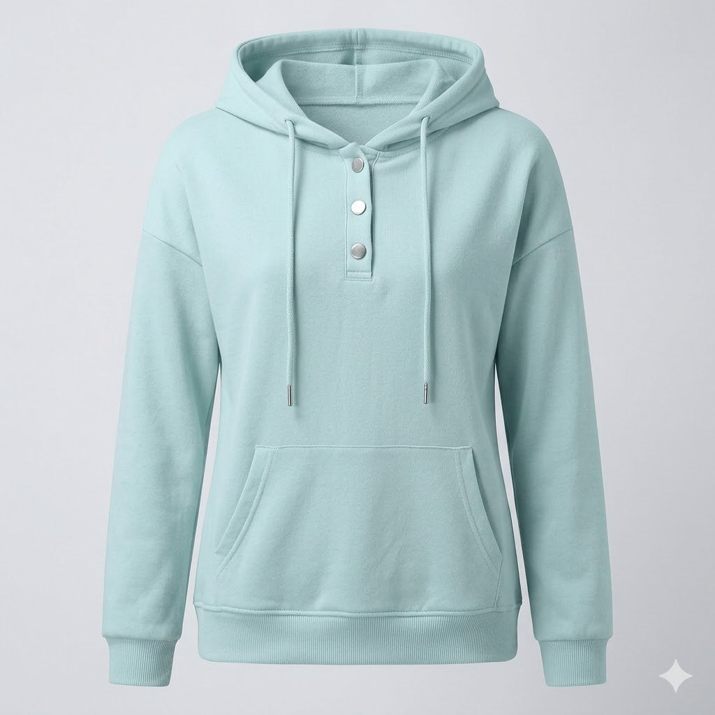 Bronte Halliwell | Casual Button-Neck Hoodie For Women