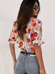 Aurelia Crestwood | Floral Print Long Sleeve Shirt For Women