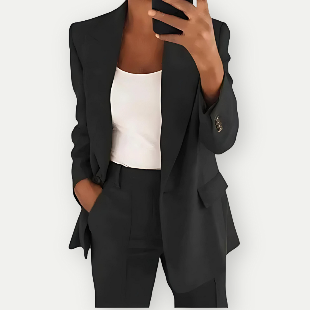 Arabella Stonewick | Tailored Navy Blazer & Trouser Suit Set For Women
