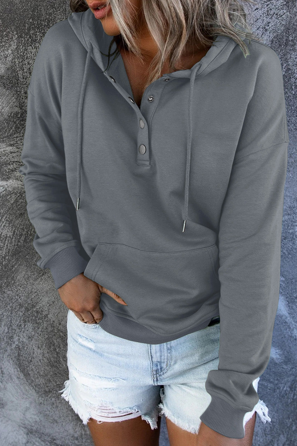 Bronte Halliwell | Casual Button-Neck Hoodie For Women