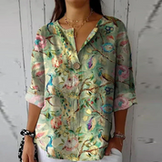 Diana Westbourne | Vibrant Floral Button Blouse For Women