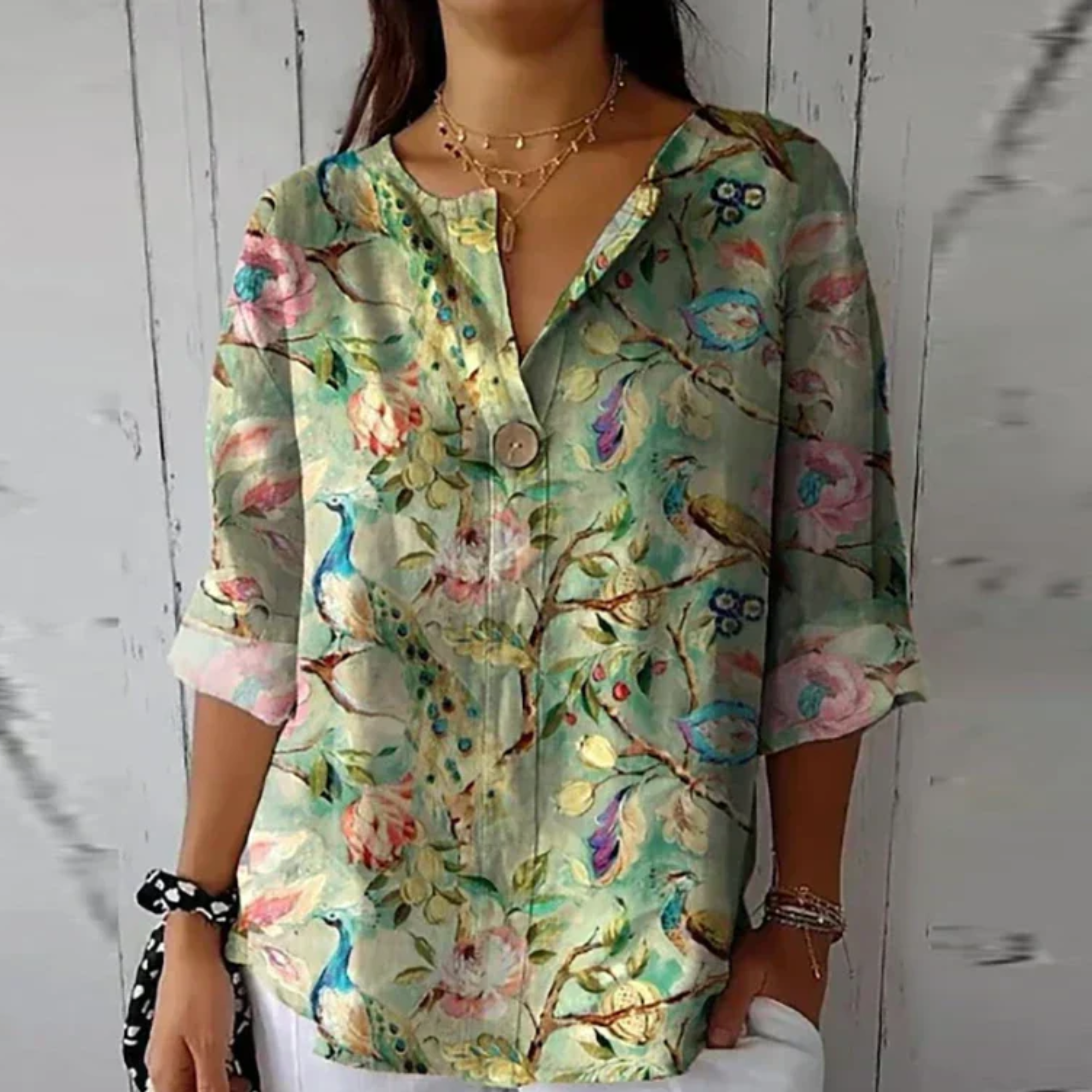 Diana Westbourne | Vibrant Floral Button Blouse For Women