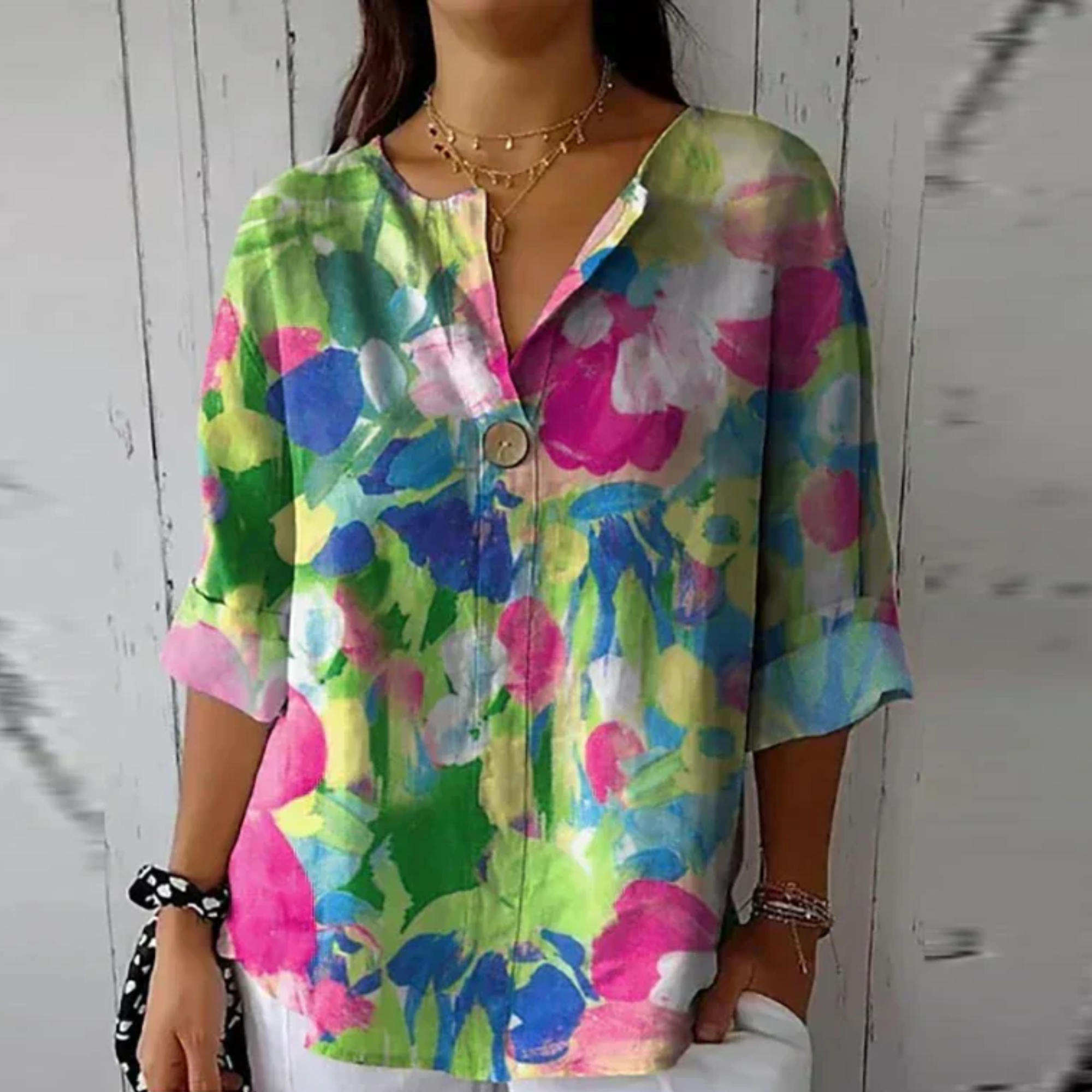 Diana Westbourne | Vibrant Floral Button Blouse For Women