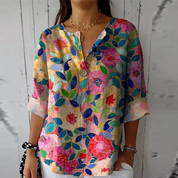 Diana Westbourne | Vibrant Floral Button Blouse For Women