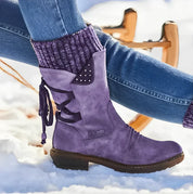 Aurore Langfield | Purple Suede Lace-Up Ankle Boots For Women