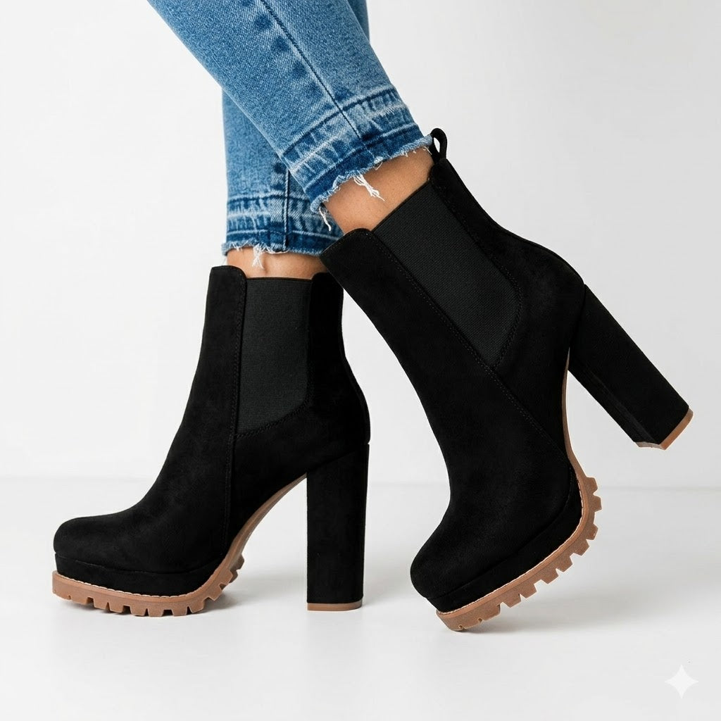 Clarissa Dunholme | Black Platform Chelsea Ankle Boots For Women