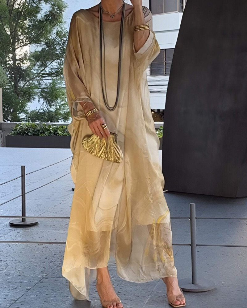 Vivienne Lachford | Marble Print Chiffon Maxi Dress For Women