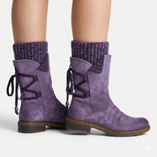 Aurore Langfield | Purple Suede Lace-Up Ankle Boots For Women