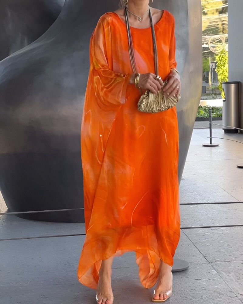 Vivienne Lachford | Marble Print Chiffon Maxi Dress For Women