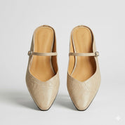 Elaine Foxbury | Pointed Toe Leather Buckle Flat For Women