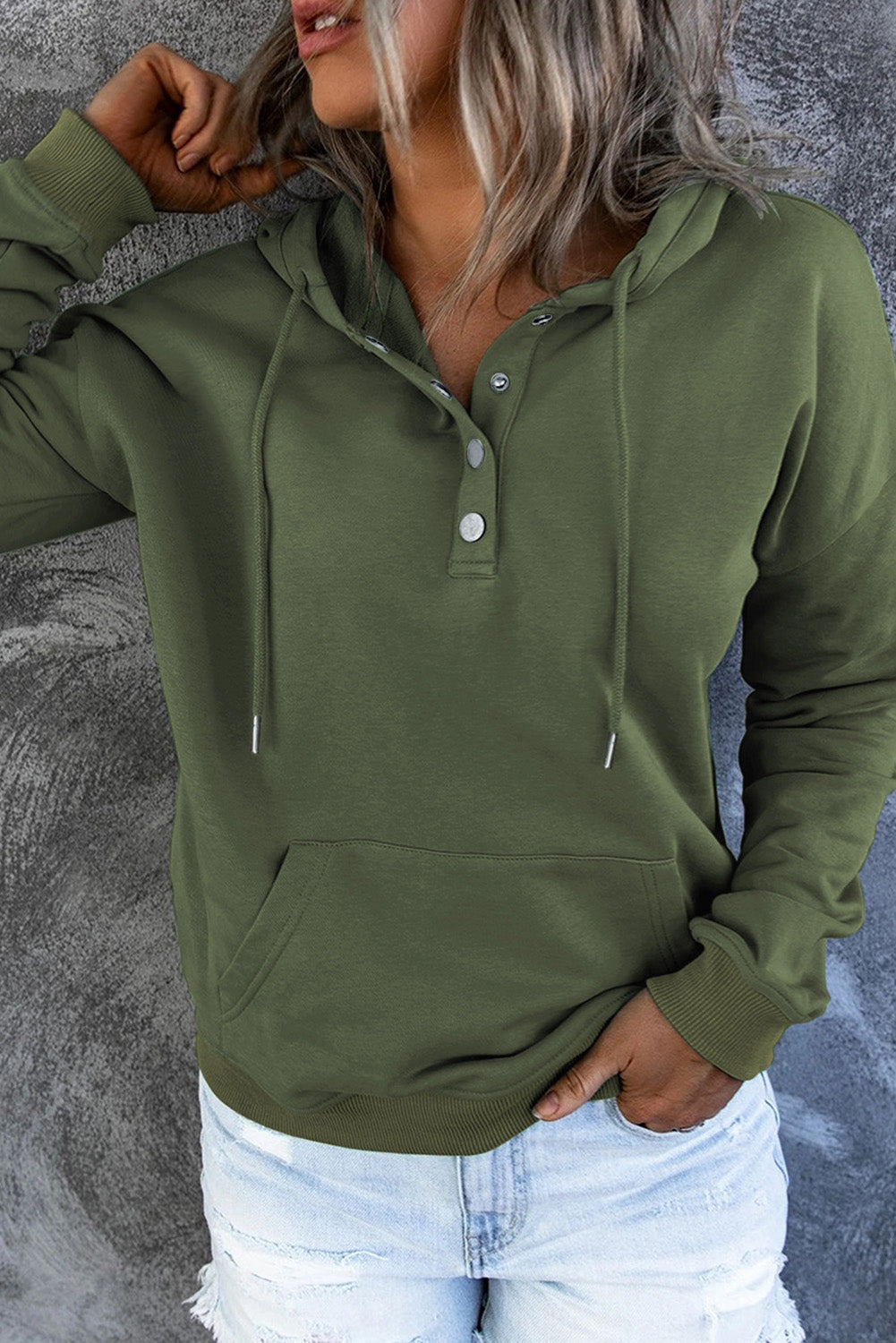 Bronte Halliwell | Casual Button-Neck Hoodie For Women