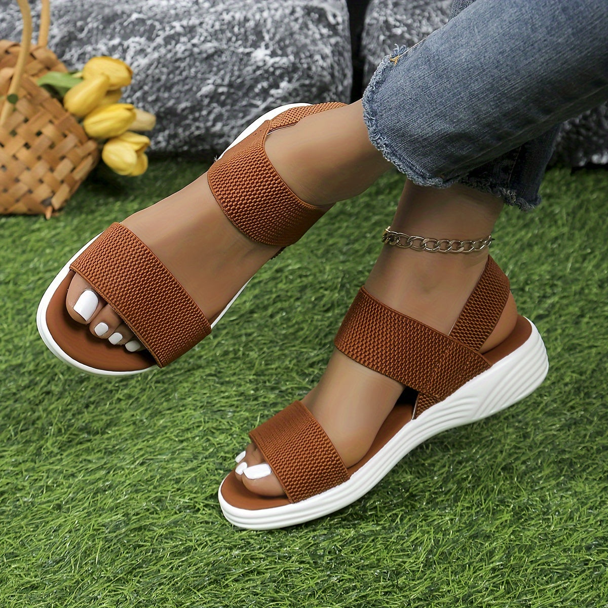 Anastasia Bellmore | Lightweight Elastic Strap Sandals For Women