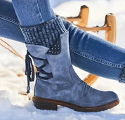 Aurore Langfield | Purple Suede Lace-Up Ankle Boots For Women